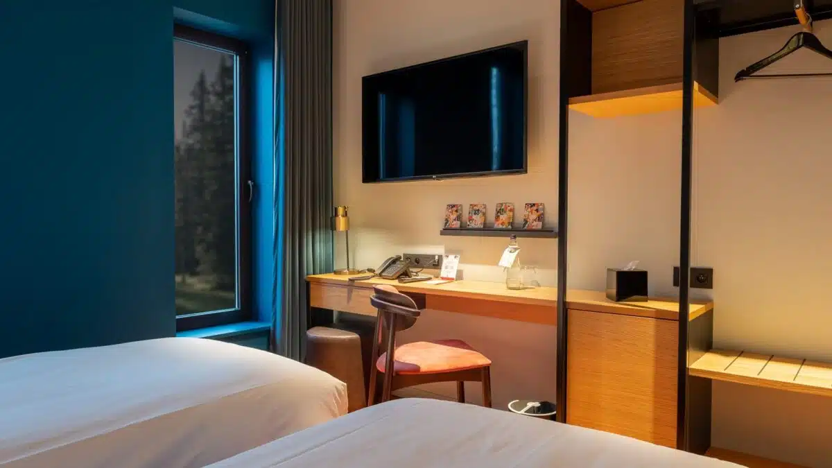 Chambre aux lits séparés de l'Hôtel MAH