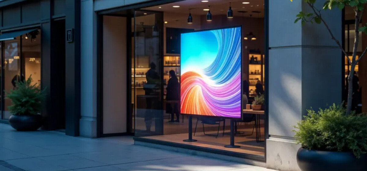 Borne d'affichage AC-IT au centre d'un couloir de musée